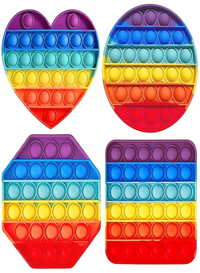 DealFry Push Pop Bubble Sensory Fidget Toy Set,Pop It Autism Special Needs Silicone Stress Relief Toy Popper Educational Toys for Family and Friends Rainbow Motor Kids (Set-4) - Image 1